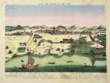 Charger l'image dans la galerie, NABHOLTZ - Vue de la ville de Goa dans les Indes du côté de l'eau, dans l'île du même nom aujourd'hui appartient aux portugais, sy devant il appartenait au Royaume Décan. c.1780. Vue d'optique. Eau-forte en coloris ancien.