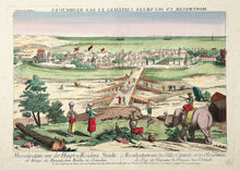 Charger l'image dans la galerie, NABHOLTZ - Masulipatam, une des villes capitales et des Résidences des Rois du Royaume de Bengale dans l'Ostinde (Ville côtière et port de l'Andhra Pradesh, dans le Sud de l'Inde). c.1780. Vue d'optique. Eau-forte en coloris ancien.