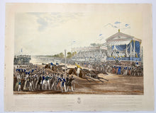 Charger l'image dans la galerie, Charles HUNT - Prix du Jockey Club, 7000 francs, Chantilly, Mai 1841, apprêtant à s’élancer. Prix du Jockey Club, 7000 francs, Chantilly, Mai 1841, Ils s’élançenent. Prix spécial de 5000 francs, Chantilly, Mai 1841. Prix spécial de 5000 francs, Chantilly, Mai 1841. Suite complète de 4 gravures à l’aquatinte d’après George Bryant Campion.