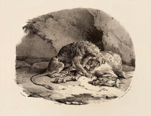 Charger l'image dans la galerie, Théodore GERICAULT - Cheval dévoré par un lion. 1823. Lithographie originale.