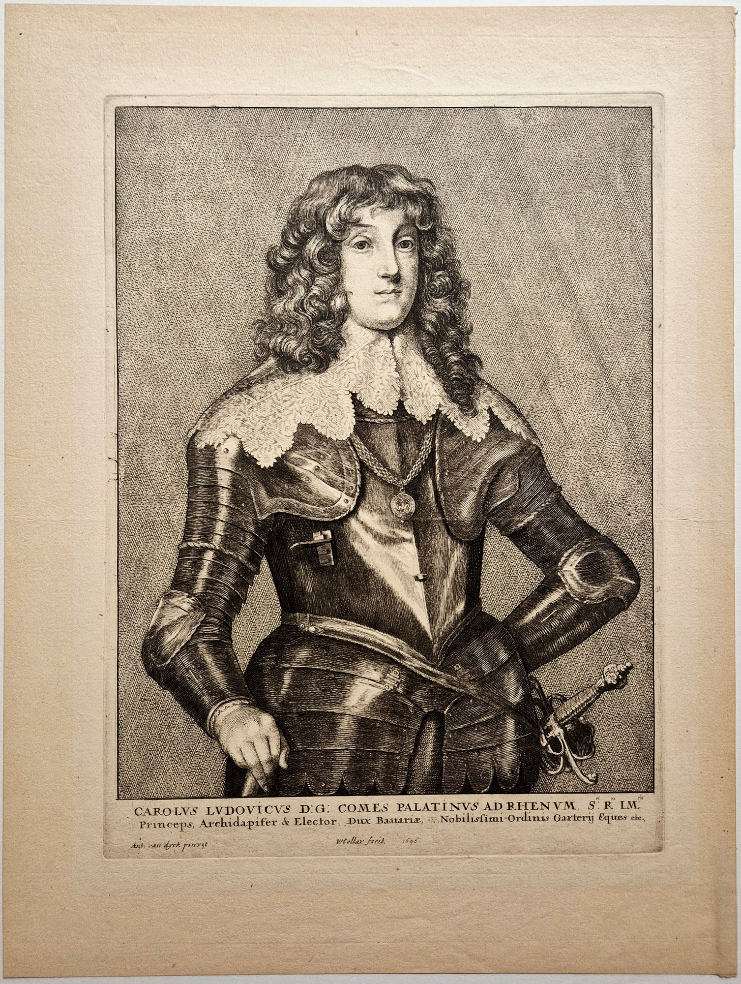 Portrait de Charles-Louis, Comte palatin du Rhin. Hollar.