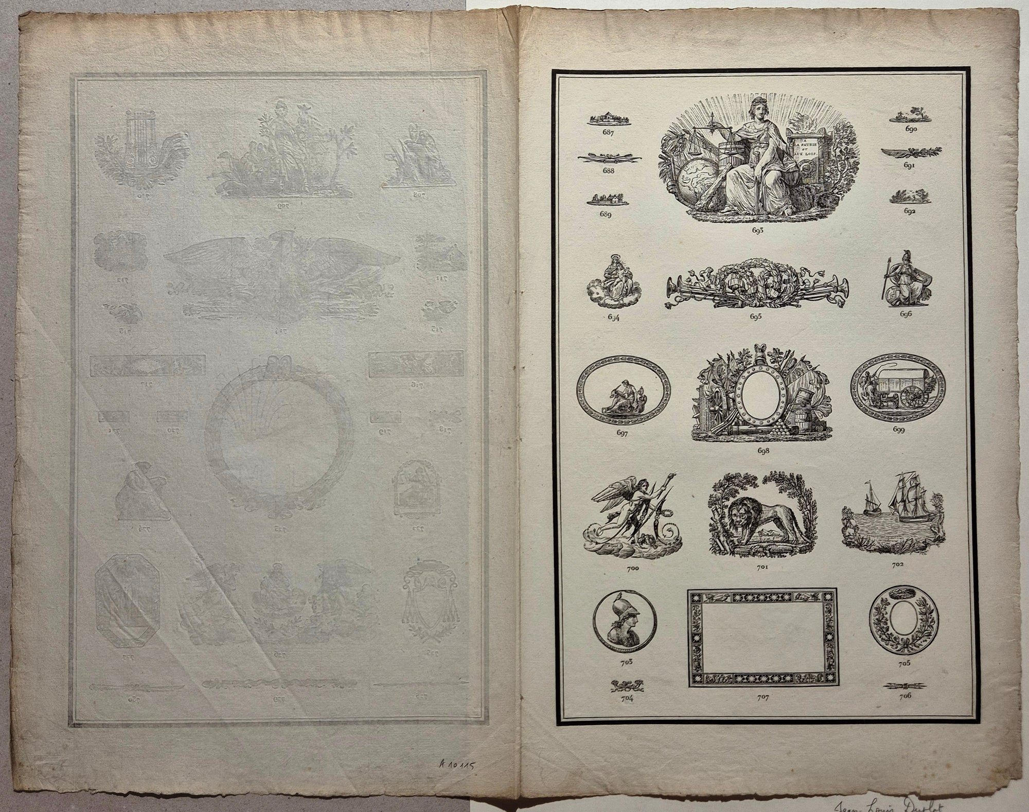 Feuille d'ornements (687-730). Duplat.