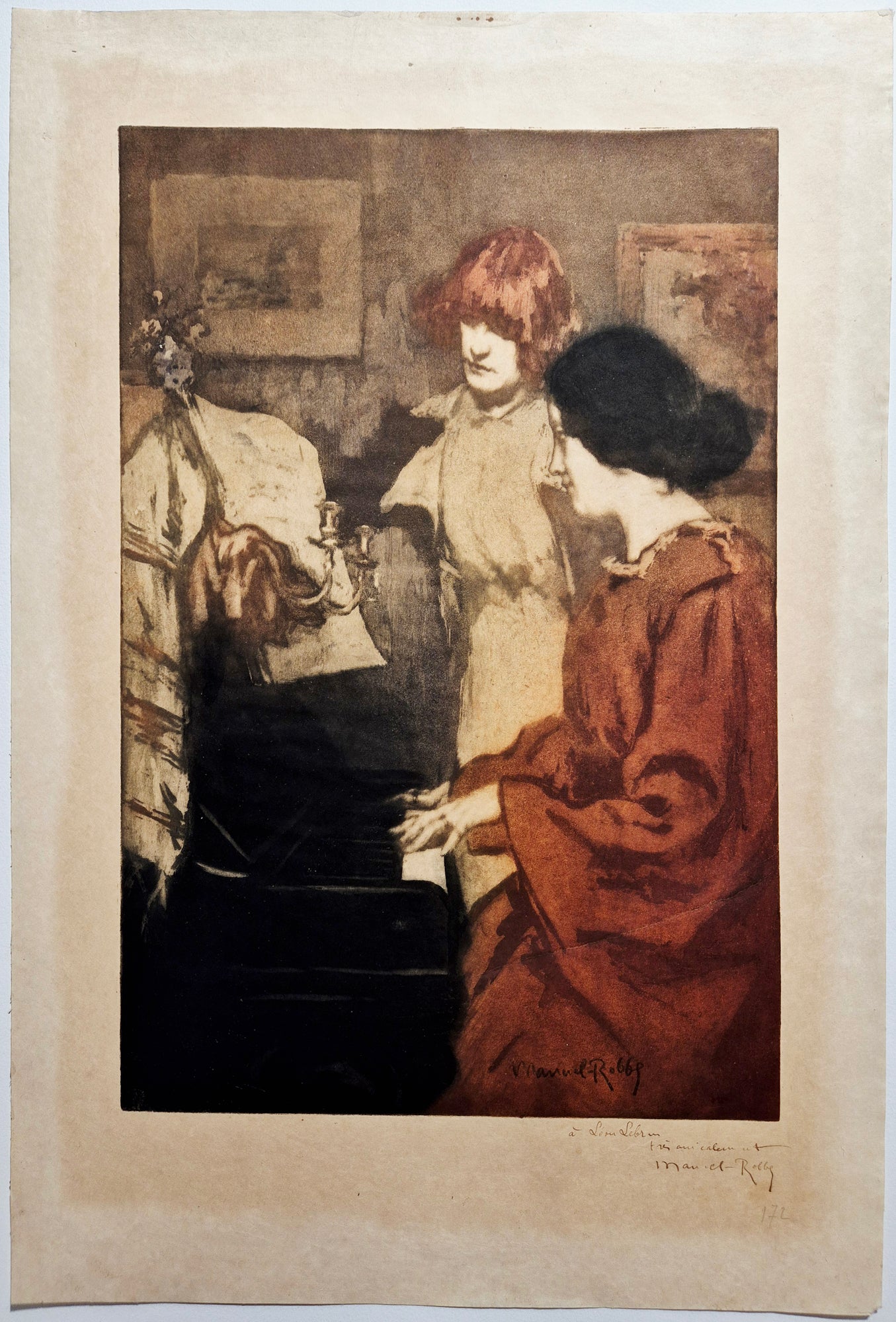 Femme au piano. Robbe dessin.