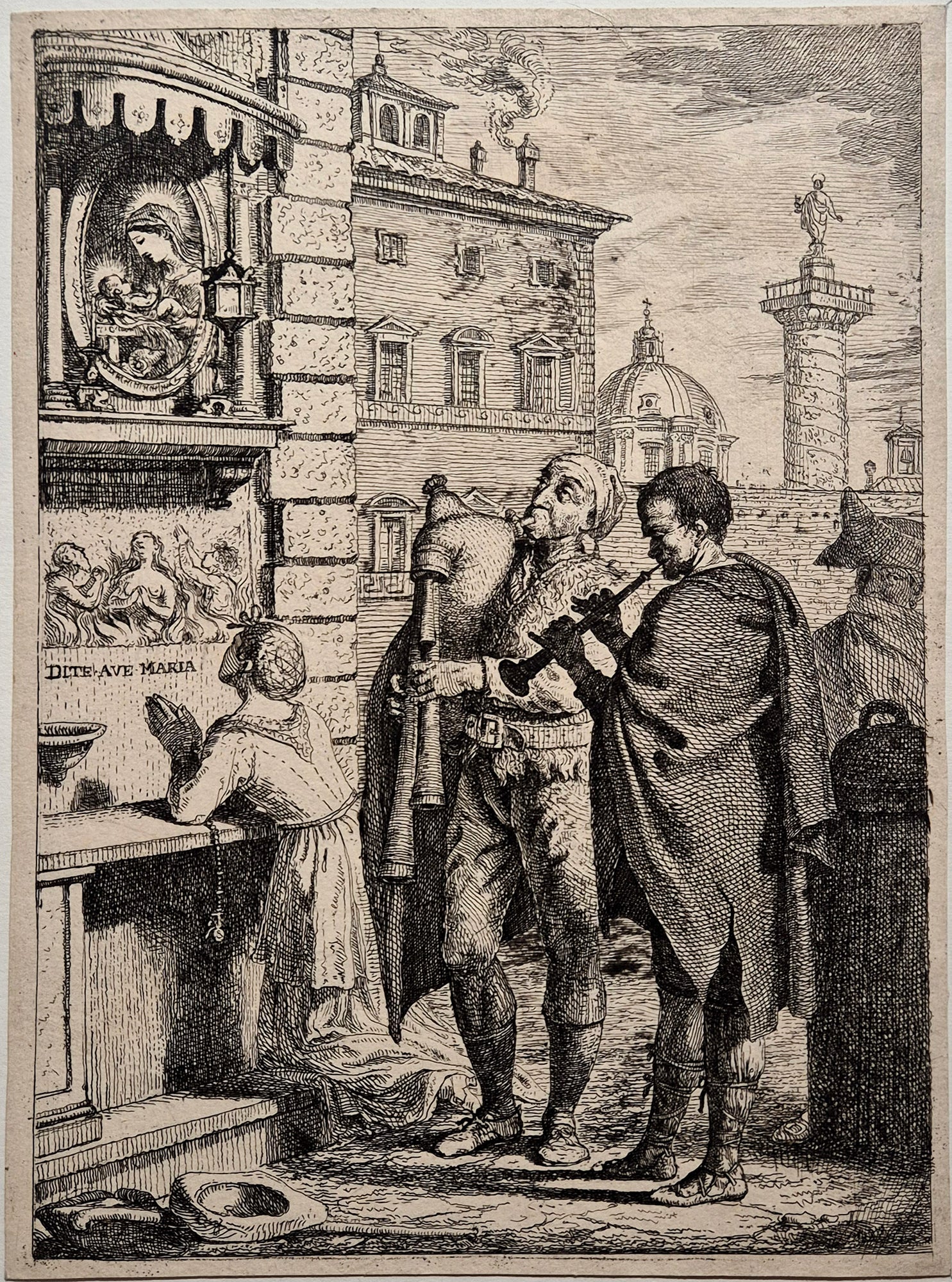 Les bergers Calabrais jouant la pastorale à l'Enfant Jésus à Noël à Rome. Allan.