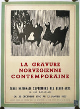 Charger l'image dans la galerie, Affiche d'exposition "La gravure Norvégienne Contemporaine" à l'Ecole Nationale supérieure des Beaux-Arts. 1956.