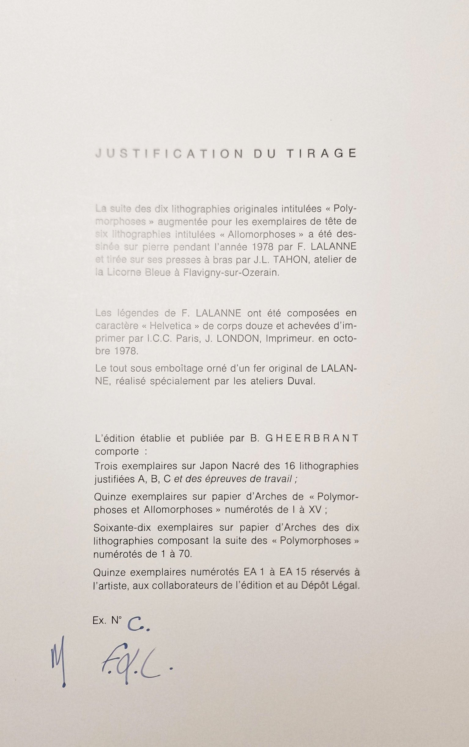 Polymorphoses. Paris, La Hune, 1978.