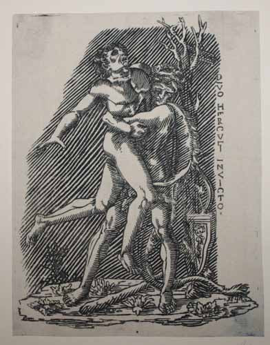 Hercule soulevant Antaeus par la taille.