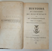 Charger l'image dans la galerie, Histoire et procédés de polytypage et stéréotypage.1802