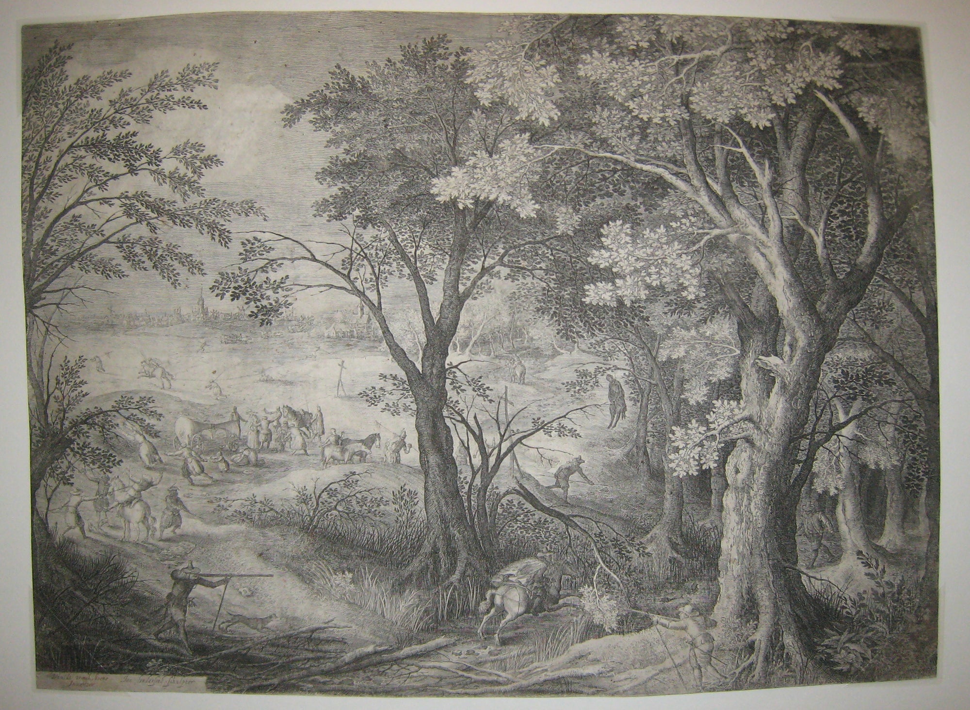 Paysage avec des voyageurs qui sont attaqués par des brigands.