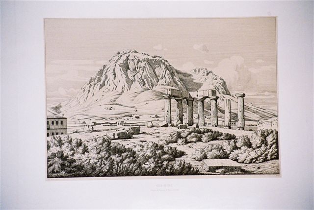 Corinthe. Temple de Neptune et Acro-Corinthe. 1846.