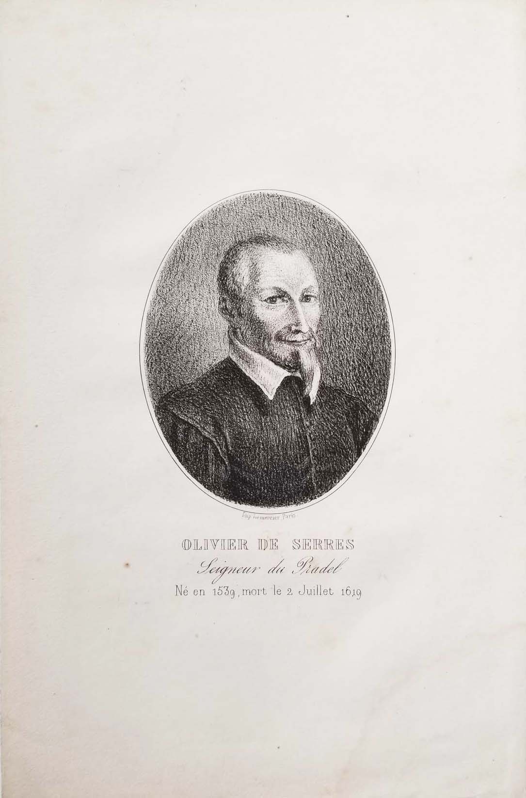 Portrait d'Olivier de Serres, Seigneur du Pradel, né en 1539 et mort le 2 Juillet 1619.  1858.