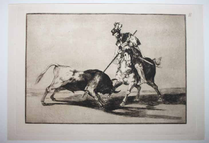 Le Cid Campeador donnant un coup de lance à un taureau.