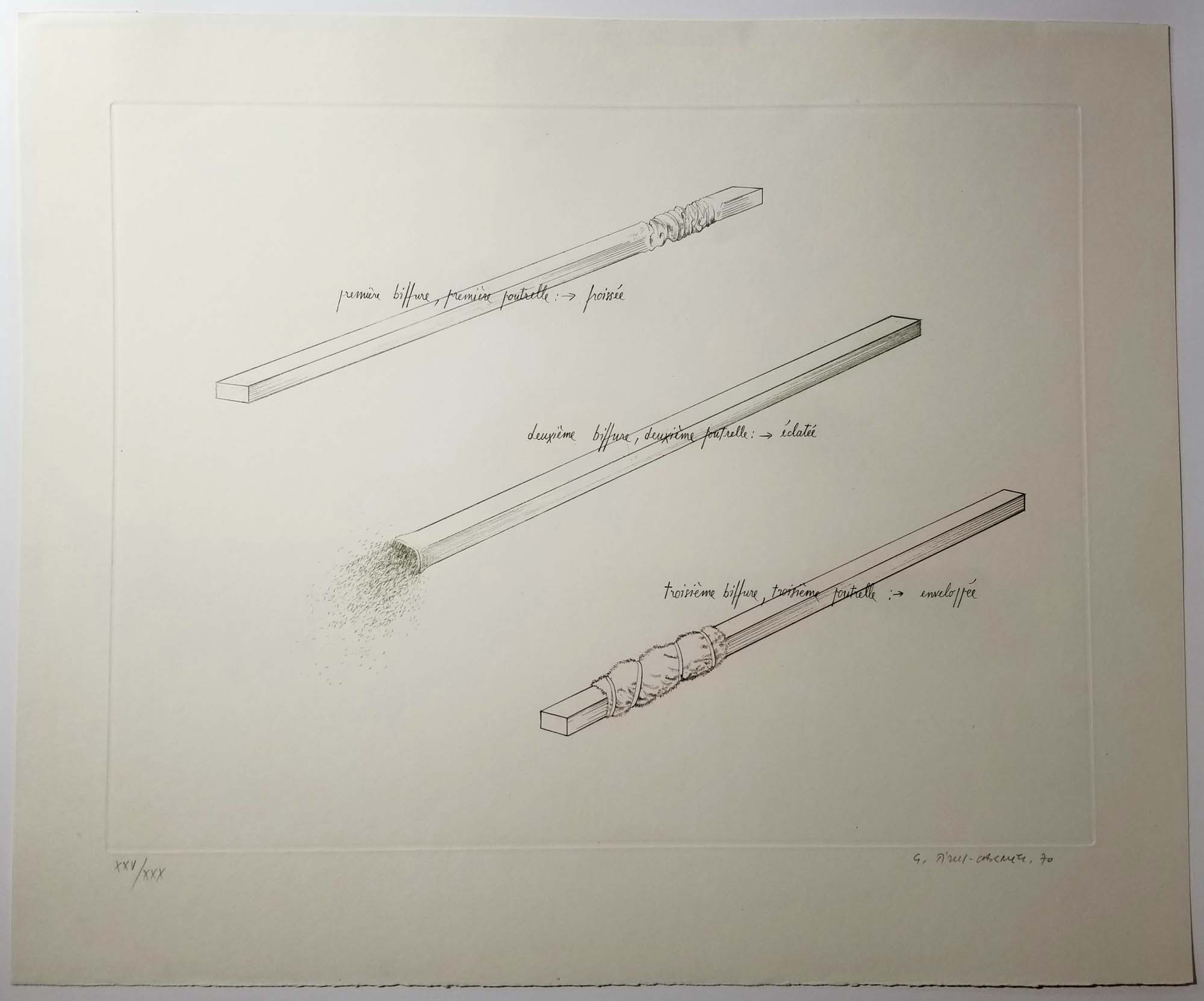 Trois poutrelles, trois biffures.  1970.