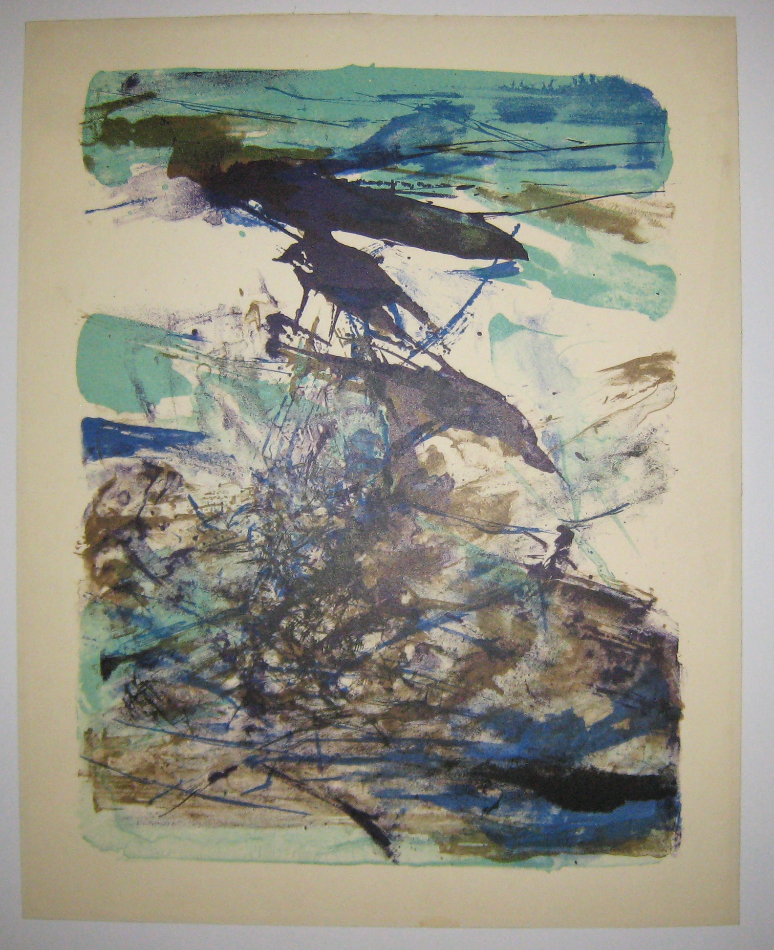 Composition bleue et brune.