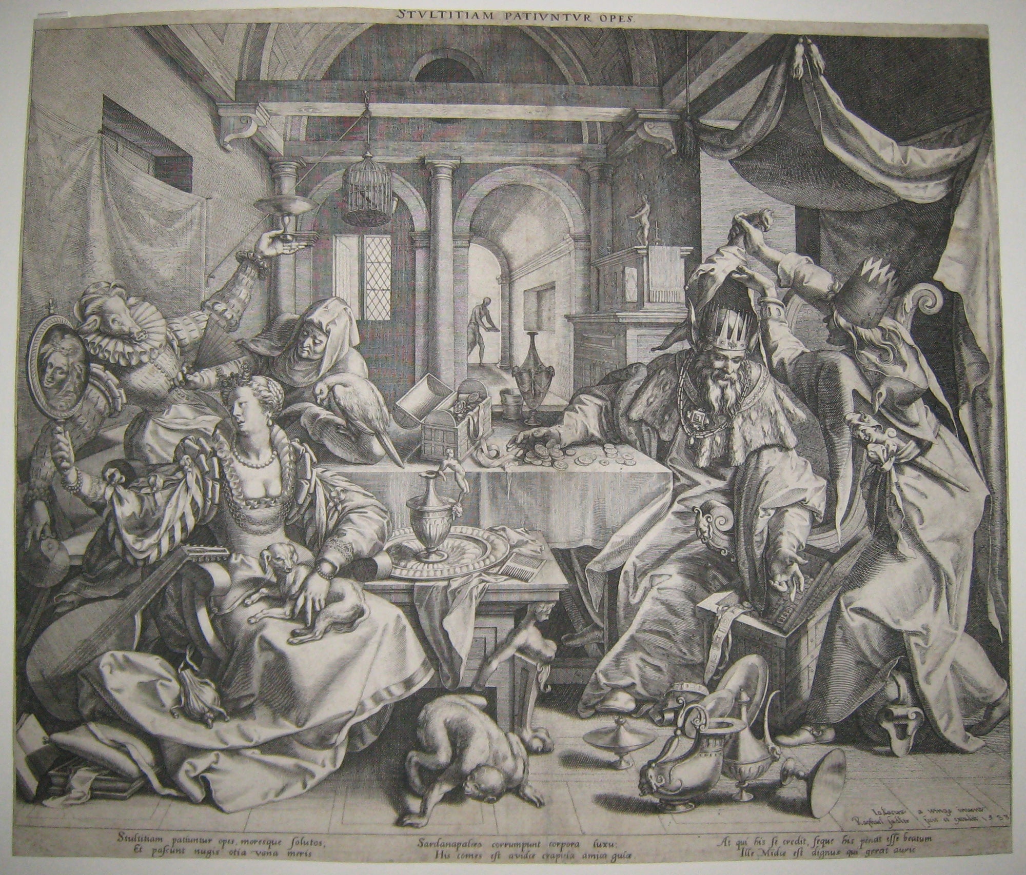 Allégorie de la Richesse, de la Soif et de la Stupidité. Stultitiam patiuntur opes.