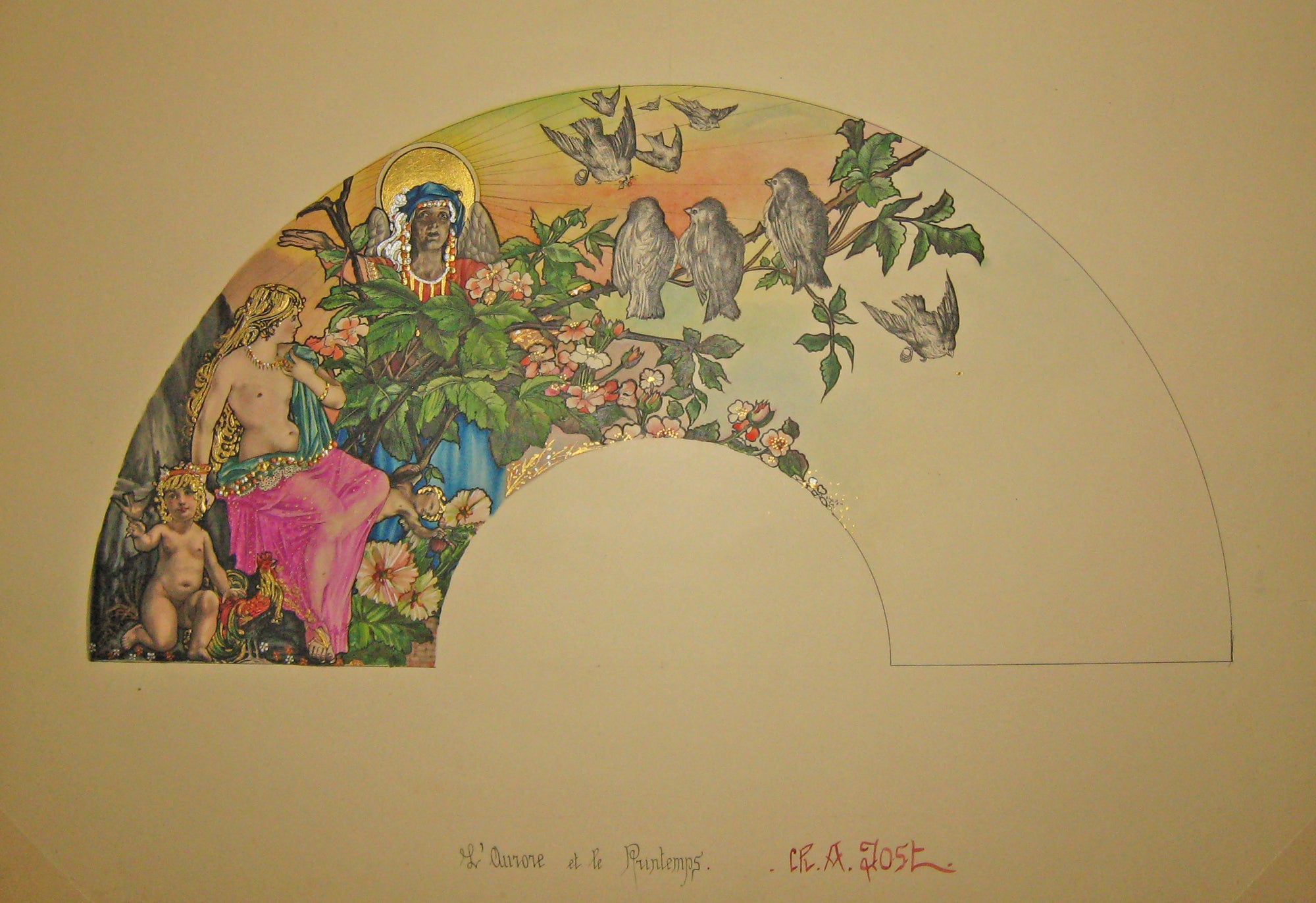 L'Aurore et le Printemps (Eventail).