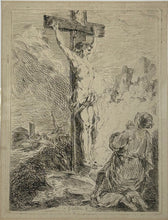 Charger l'image dans la galerie, Le Christ en croix et Marie-Madeleine agenouillée à droite.