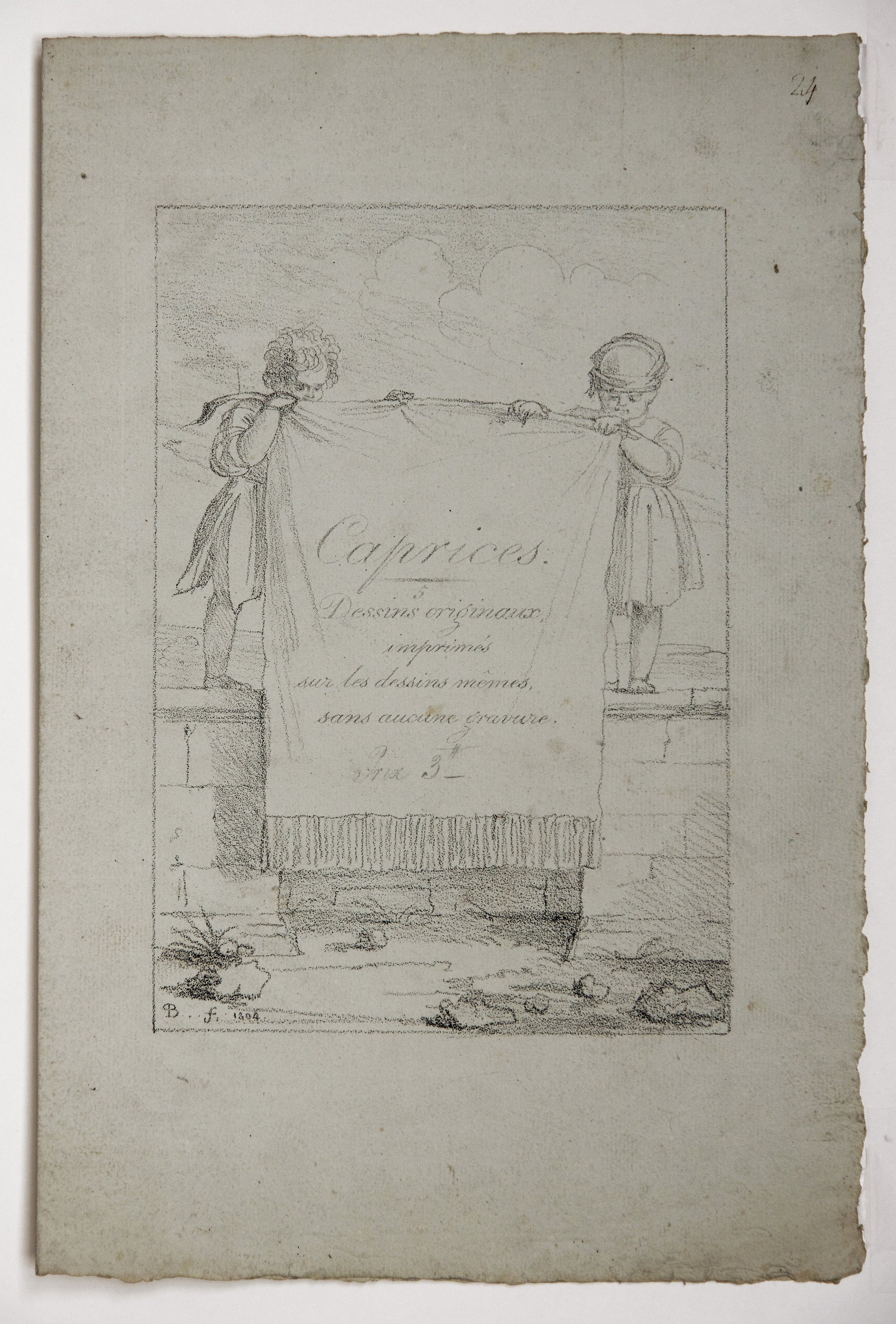 Caprices.5 dessins originaux imprimés sur les dessins mêmes, sans aucune gravure.
