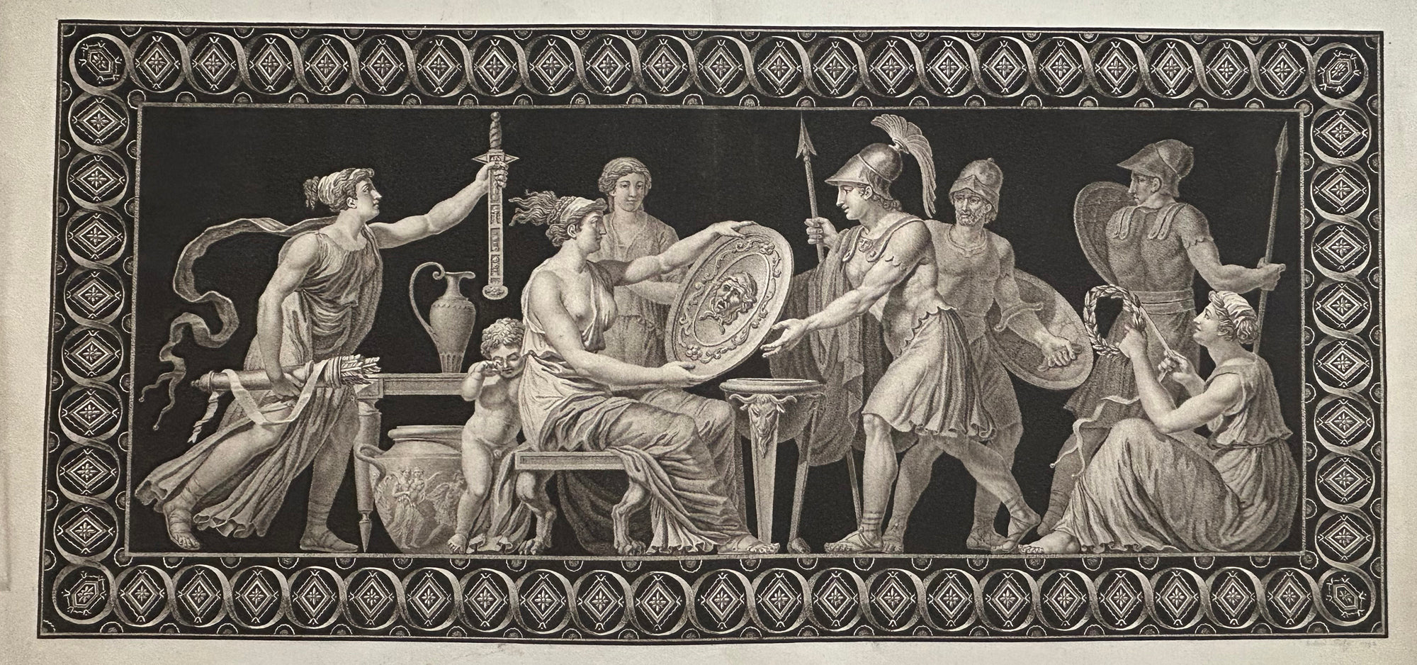 Une femme spartiate donnant un bouclier à son fils. 1792.