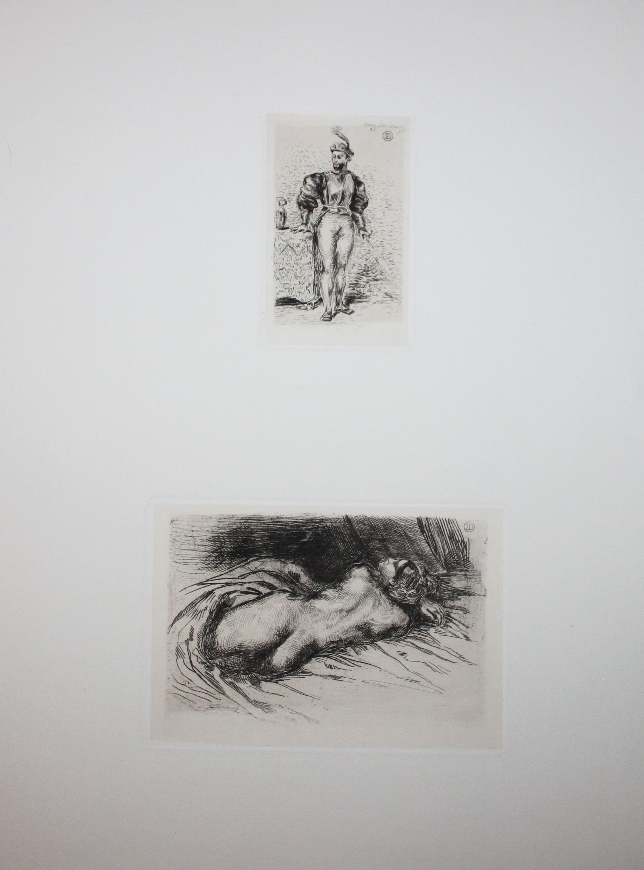 Un homme d'armes. & Etude de femme vue de dos.