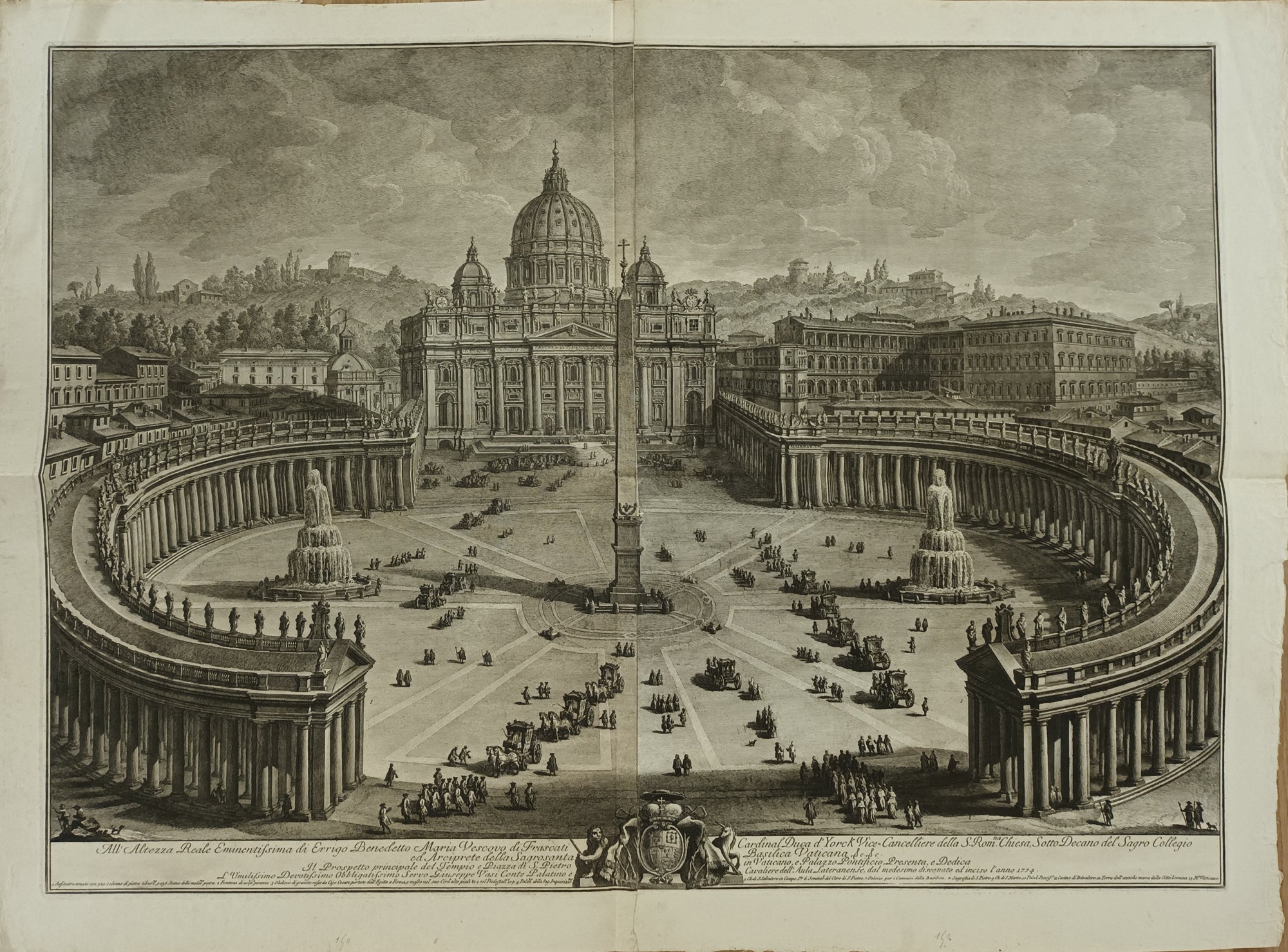 Deux vues monumentales de la Basilique Saint-Pierre de Rome. 1774-1775