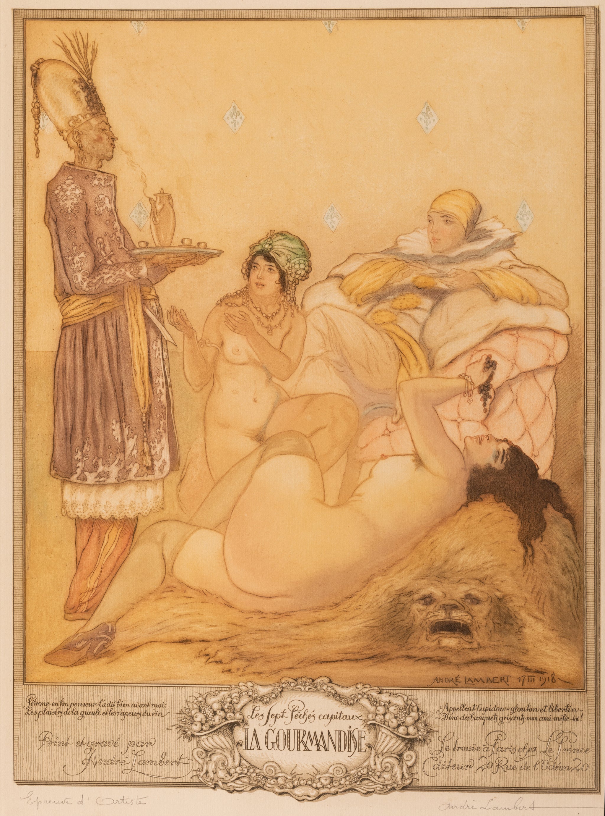 Les Péchés Capitaux (Avarice, Envie, Colère, Paresse, Luxure, Orgueil & Gourmandise).  1918.
