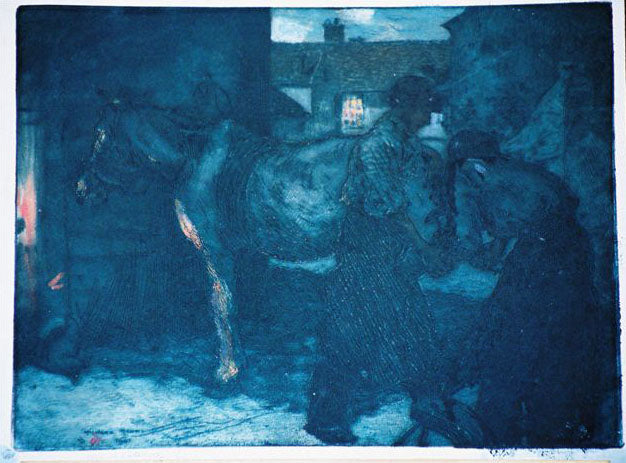 Deux hommes ferrant le cheval. 1901.