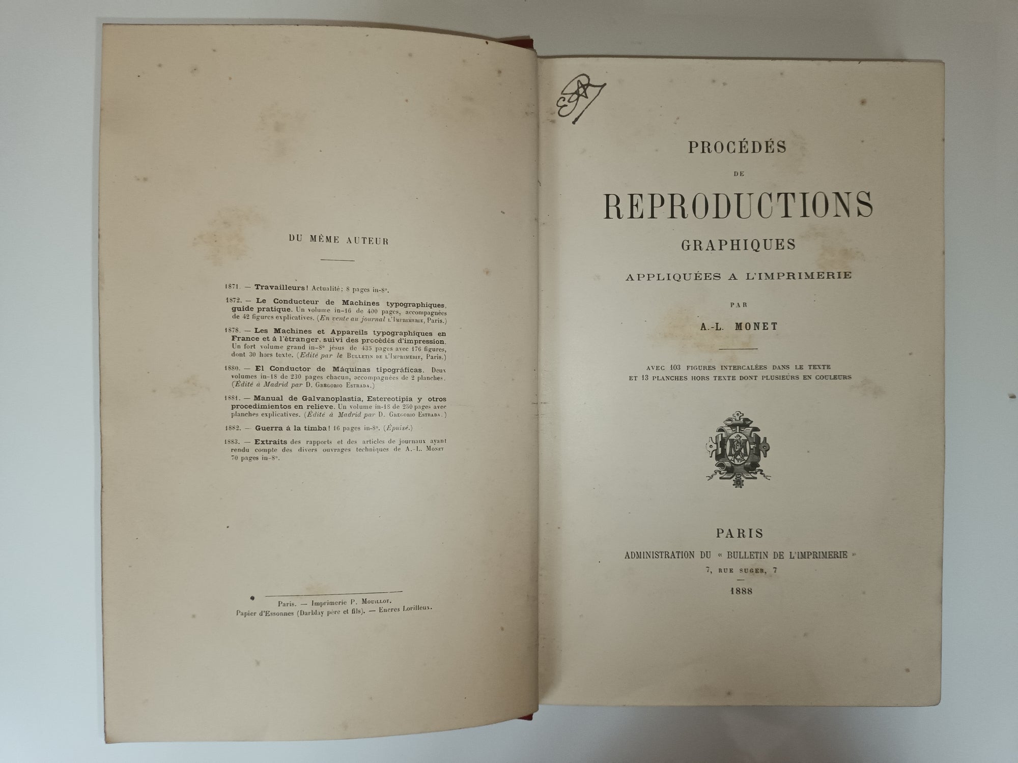 Procédés de reproductions graphiques appliquées à l’imprimerie.1888.