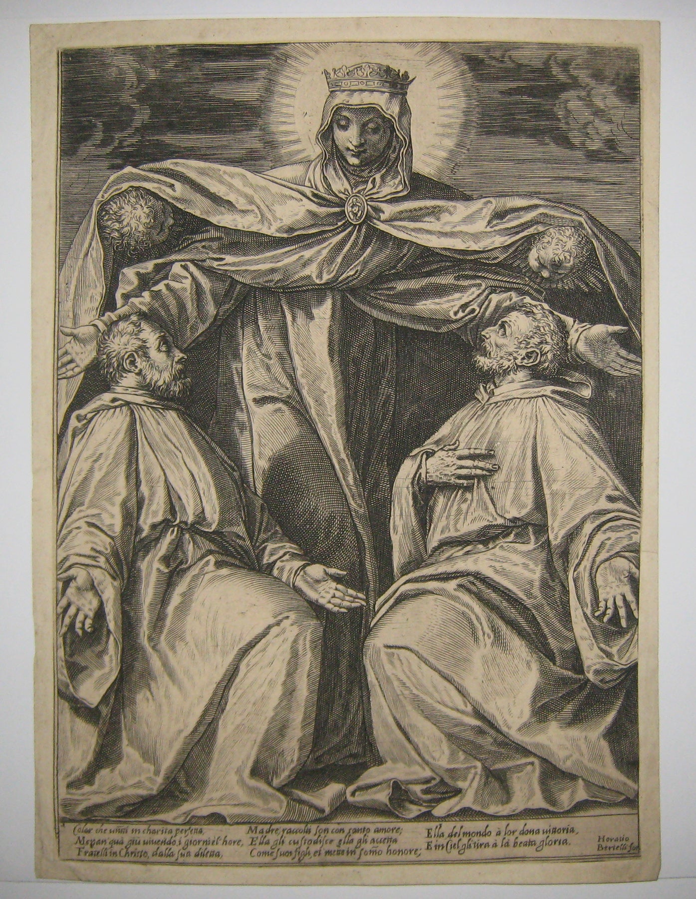 La Sainte Vierge protégeant deux confrères.