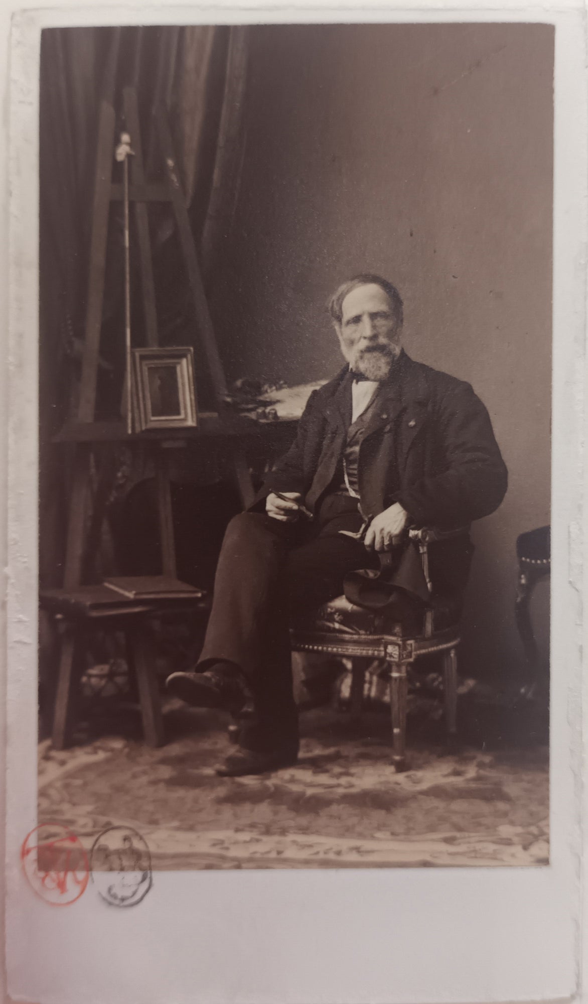 Cartes de visite du peintre Gabriel-Alexandre Decamps (1803 † 1860). Vers 1860.