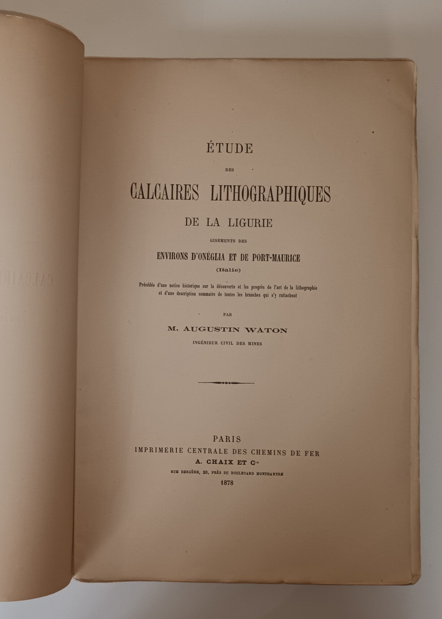 Etude des calcaires lithographiques de la Ligurie, gisements des environs d'onéglia et de Port-Maurice (Italie).1878.