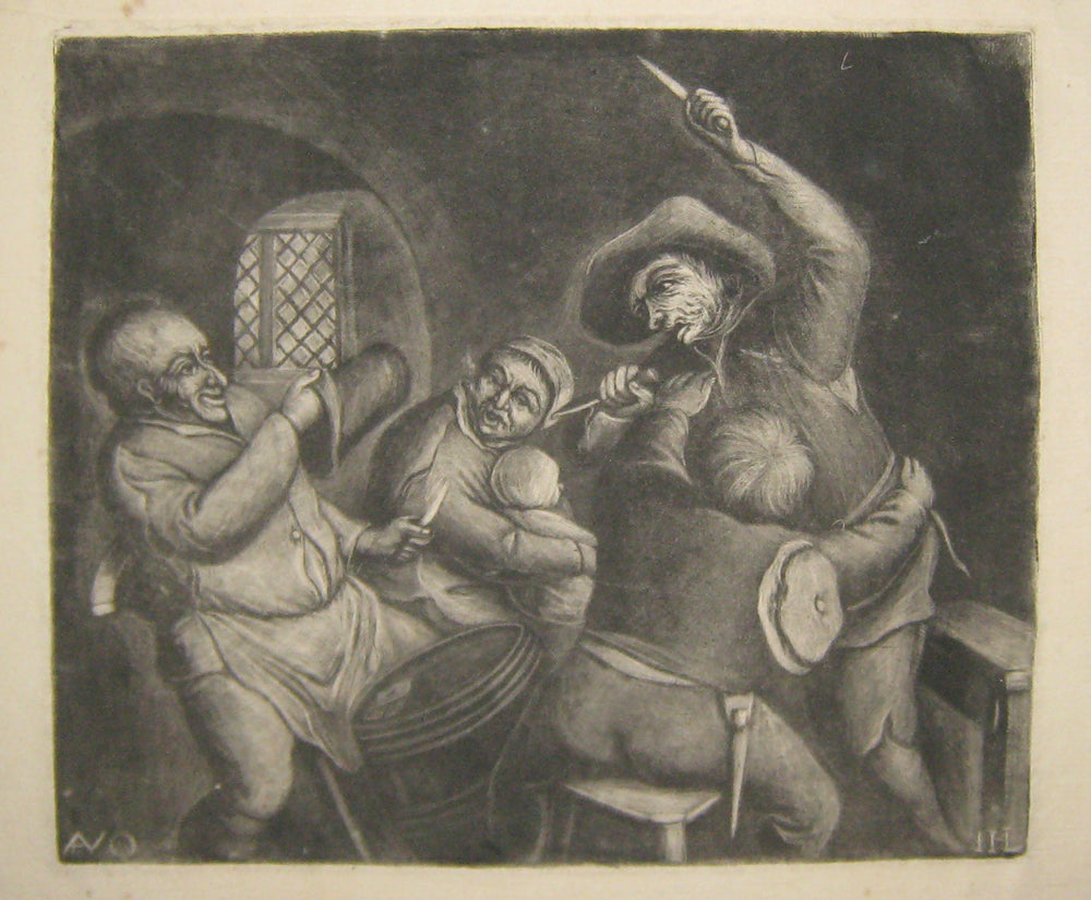 Paysans se bagarrant aux couteaux suite à une partie de cartes.