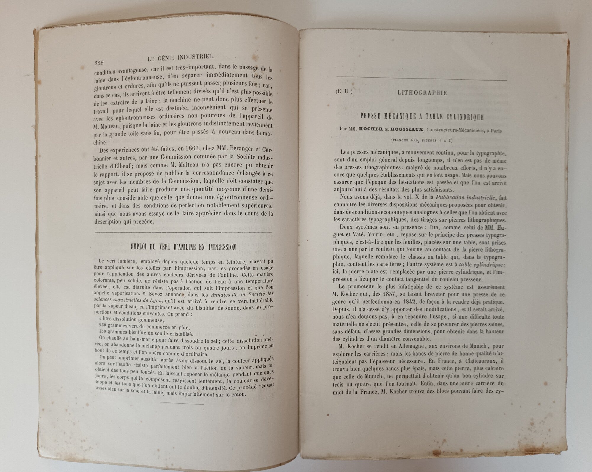 Le Génie Industriel, revue des inventions françaises et étrangères. 1865 et 1866.