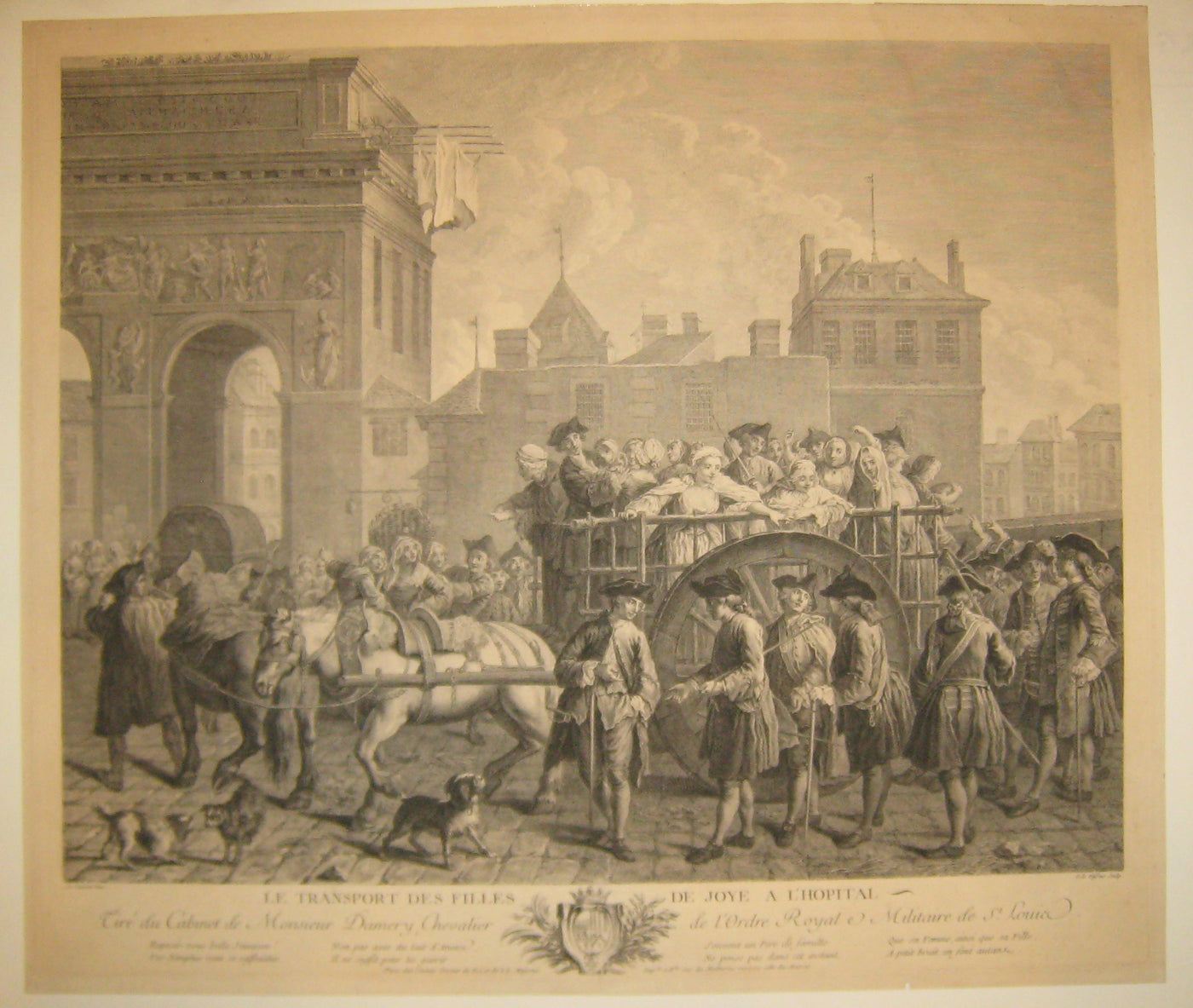 Le transport des Filles de joye à l'Hôpital. Tiré du Cabinet de Monsieur Damery, Chevalier de l'Ordre Royal & Militaire de St Louis.