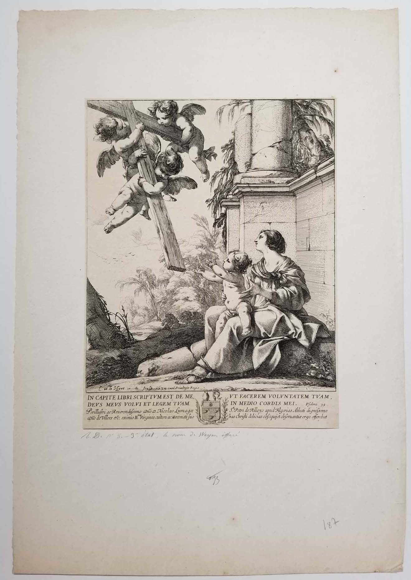 La Vierge avec des anges qui présentent la Croix à l'Enfant.  1639.