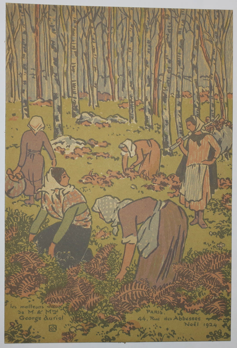 Noël 1924, Les meilleurs Vœux de M et Mme George Auriol, Paris, 44 Rue des Abbesses.