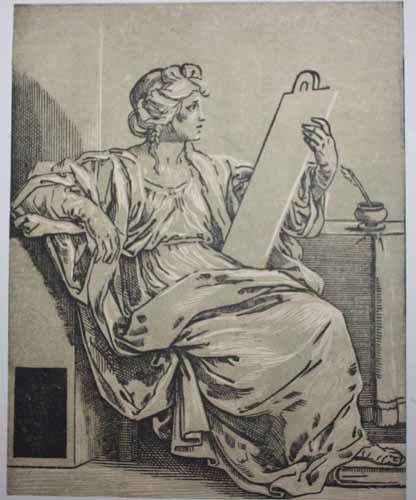 Sibylle assise tenant une tablette.
