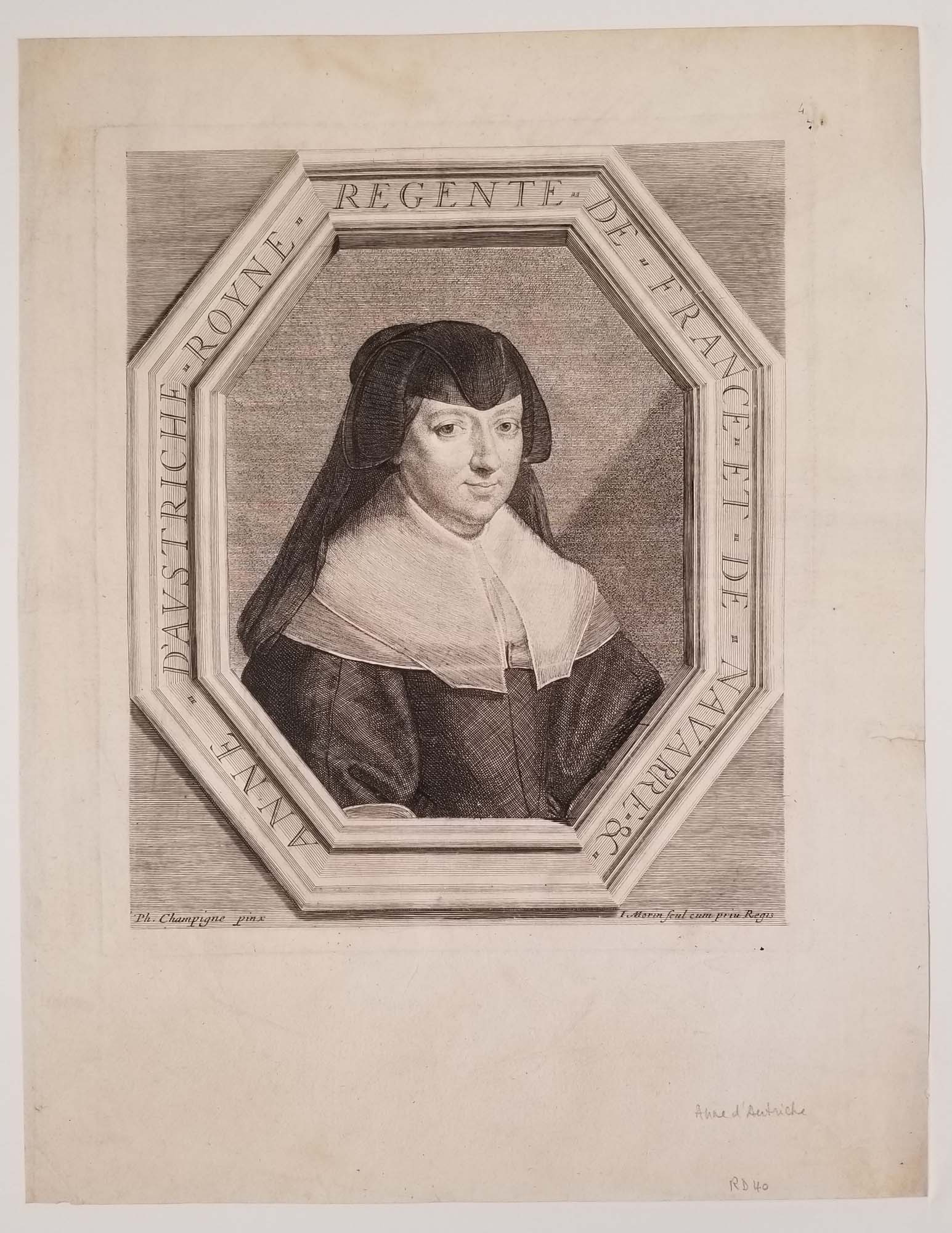 Anne d'Autriche, Reine de France, en habit de deuil.
