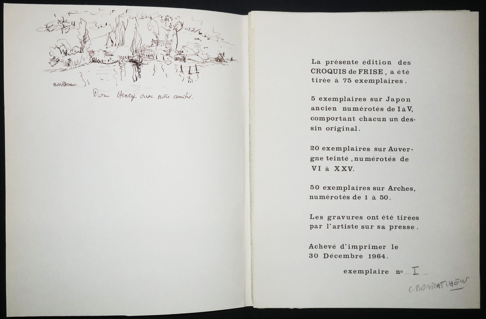 12 croquis de Frise. 1964.