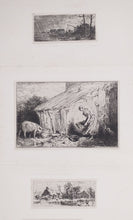 Charger l'image dans la galerie, Paysage de rivière, 1844. Toit à porcs, 1846. L'étang gelé (petite planche), 1845.