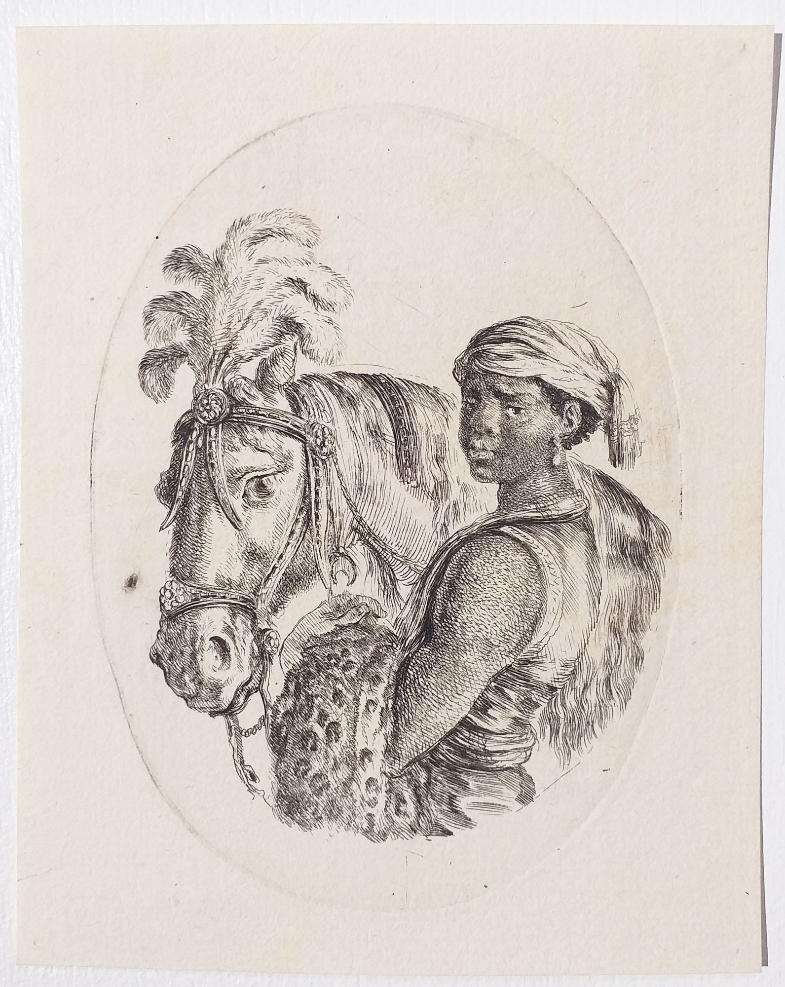 Esclave nègre tenant la bride d'un cheval. 1650.