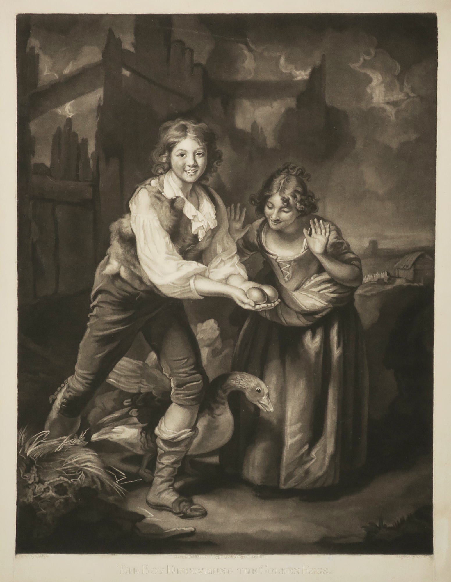 The boy discovering the Golden Eggs & The Boy disappointed of his Treasure.