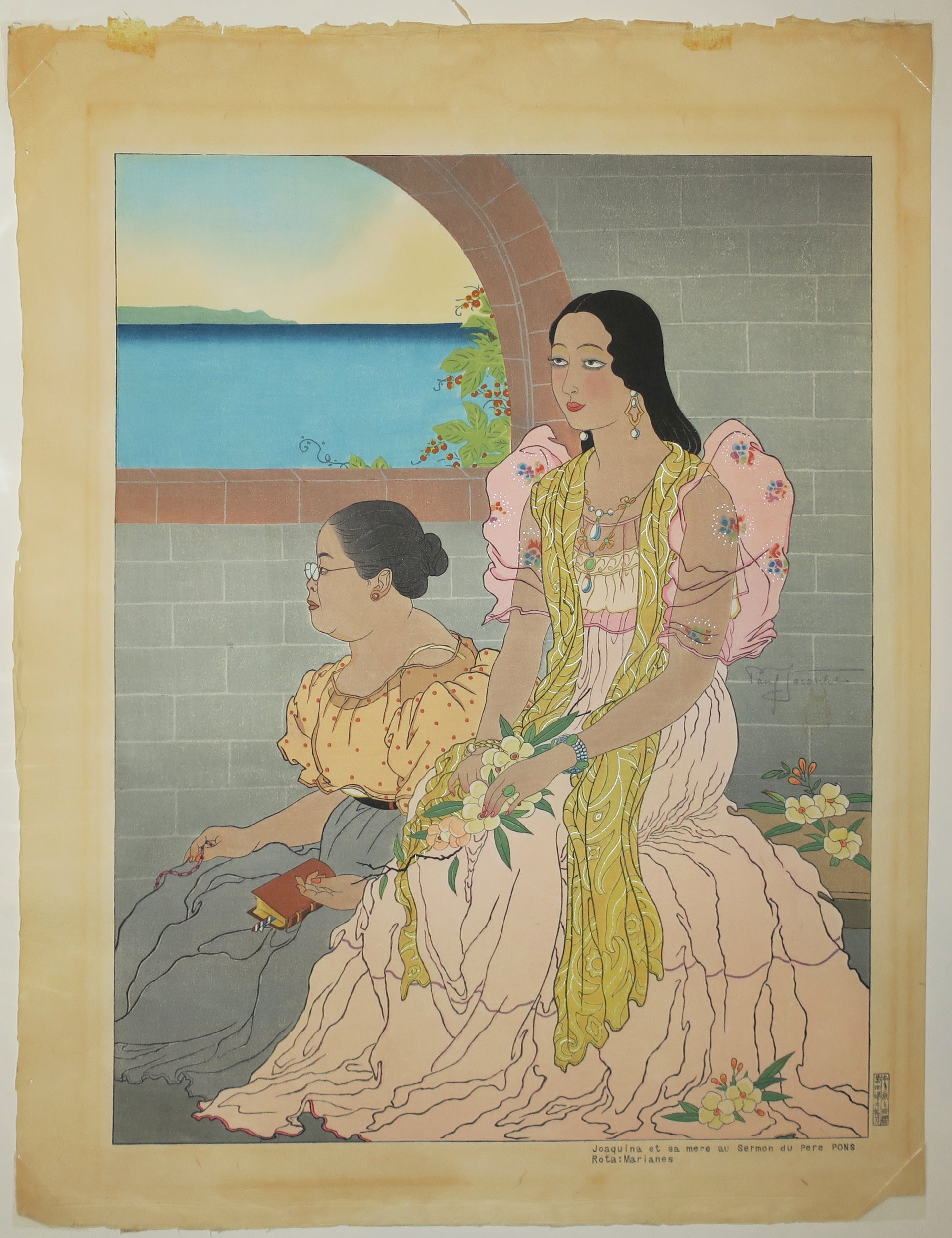 Joaquina et sa mère au Sermon du Père Pons, Rota: Marianes.  1947.