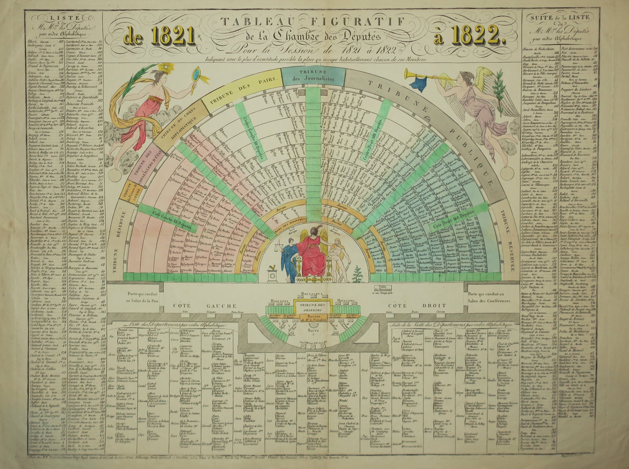 Tableau figuratif de la Chambre des Députés pour la Session de 1821 à 1822 indiquant avec le plus d'exactitude possible la place qu'occupe habituellement chacun de ses Membres.