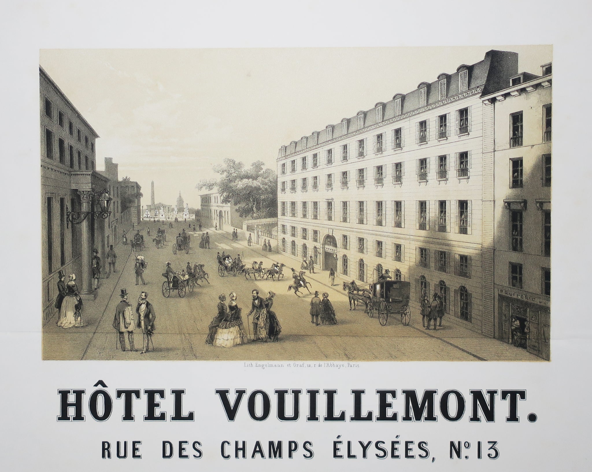 Hôtel Vouillemont. Rue des Champs Elysées, n°13 - Place de la Concorde, Paris.  Avant 1865.