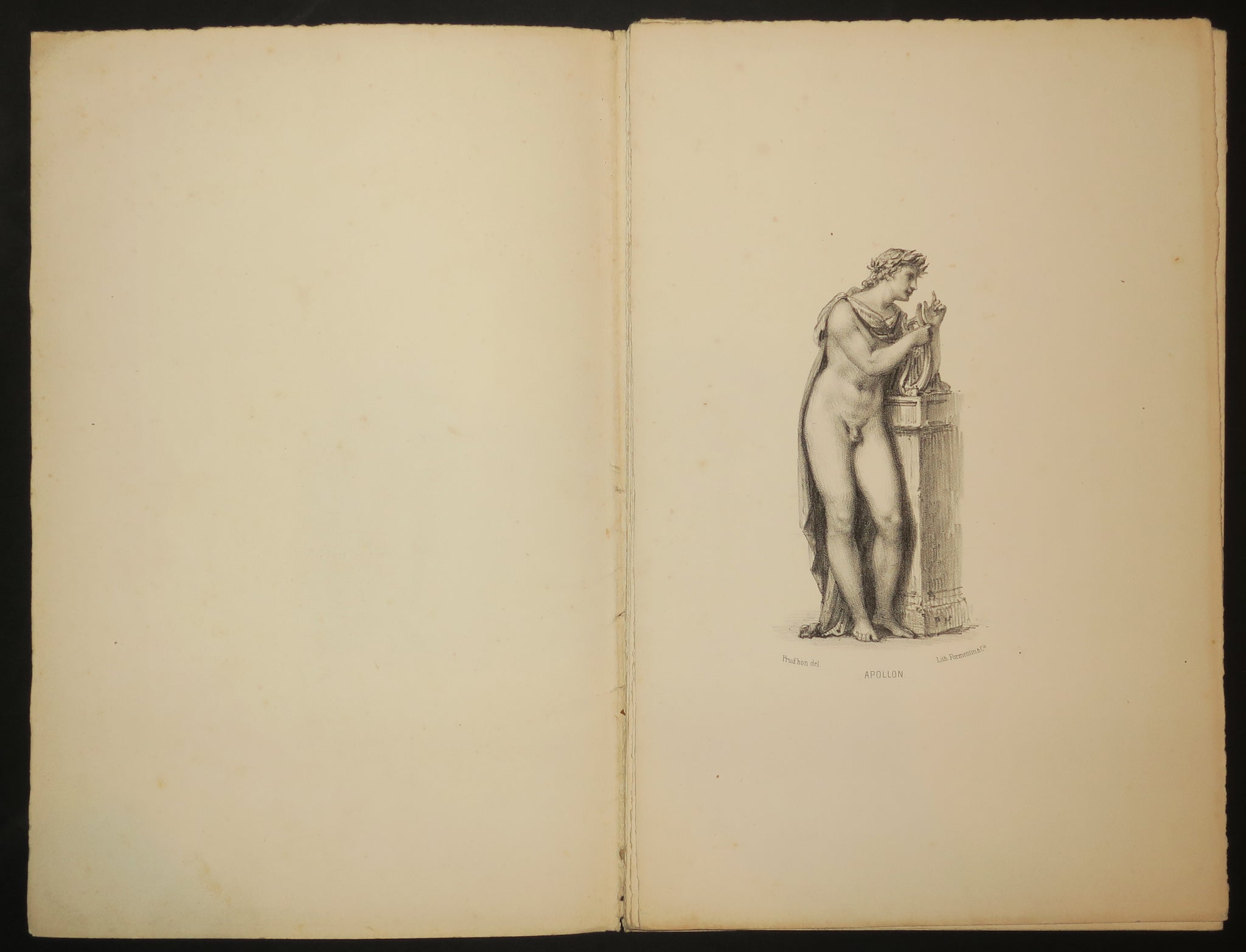 Apollon et les Muses, Dessins de Prud'hon, lithographiés par J. Boilly.  1845.