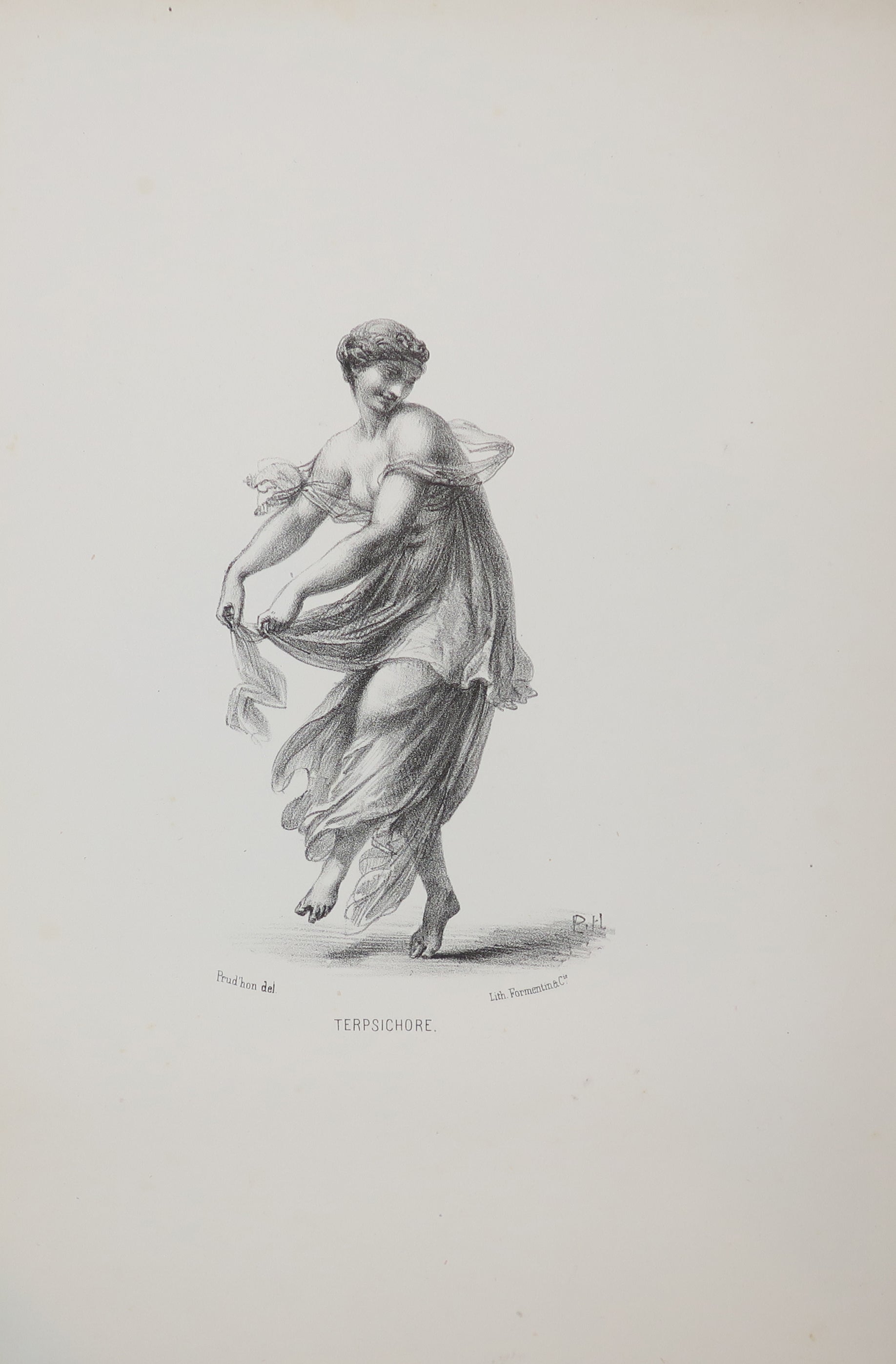 Apollon et les Muses, Dessins de Prud'hon, lithographiés par J. Boilly.  1845.