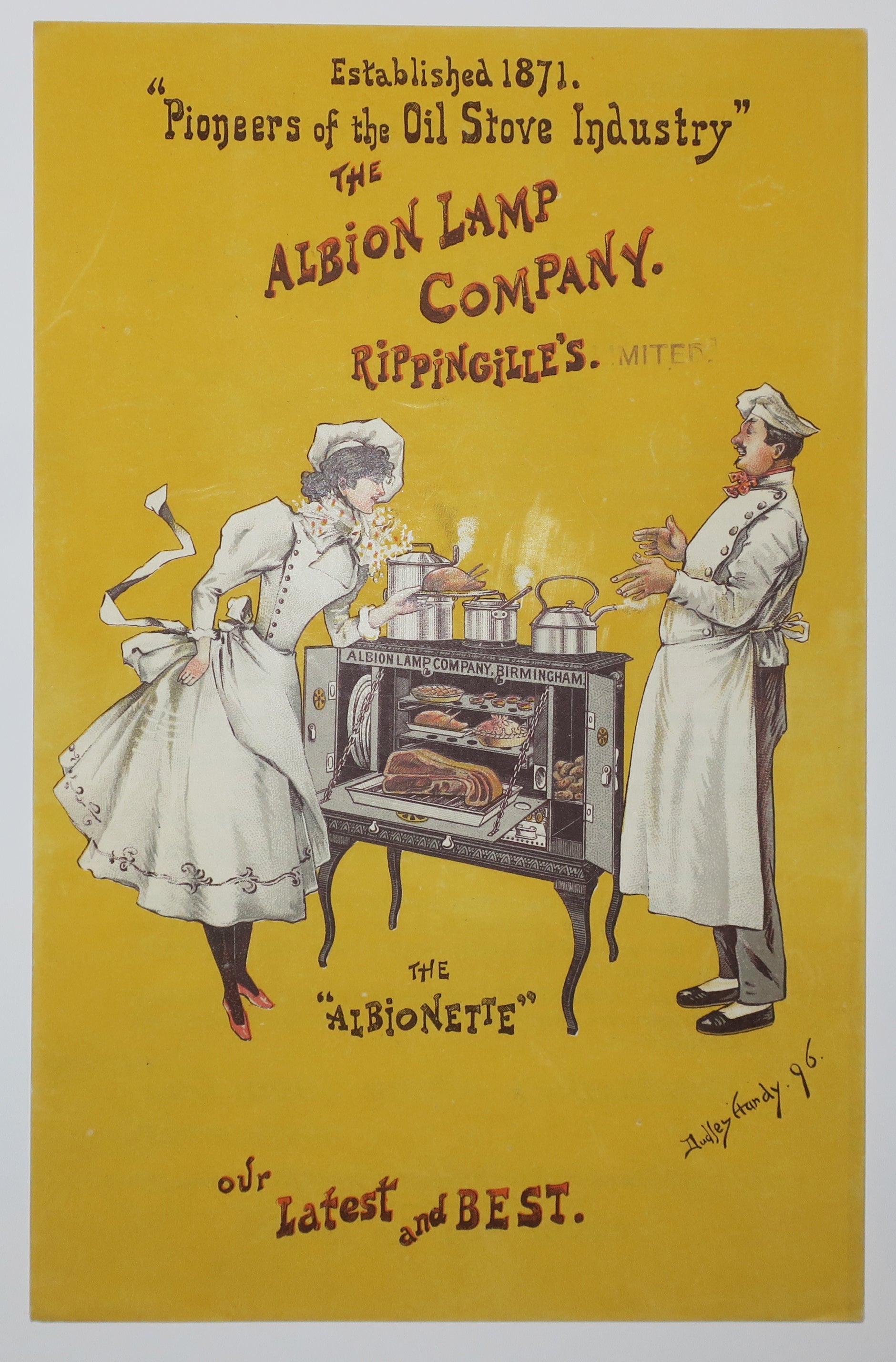 Publicité pour Albion Stove à Londres,