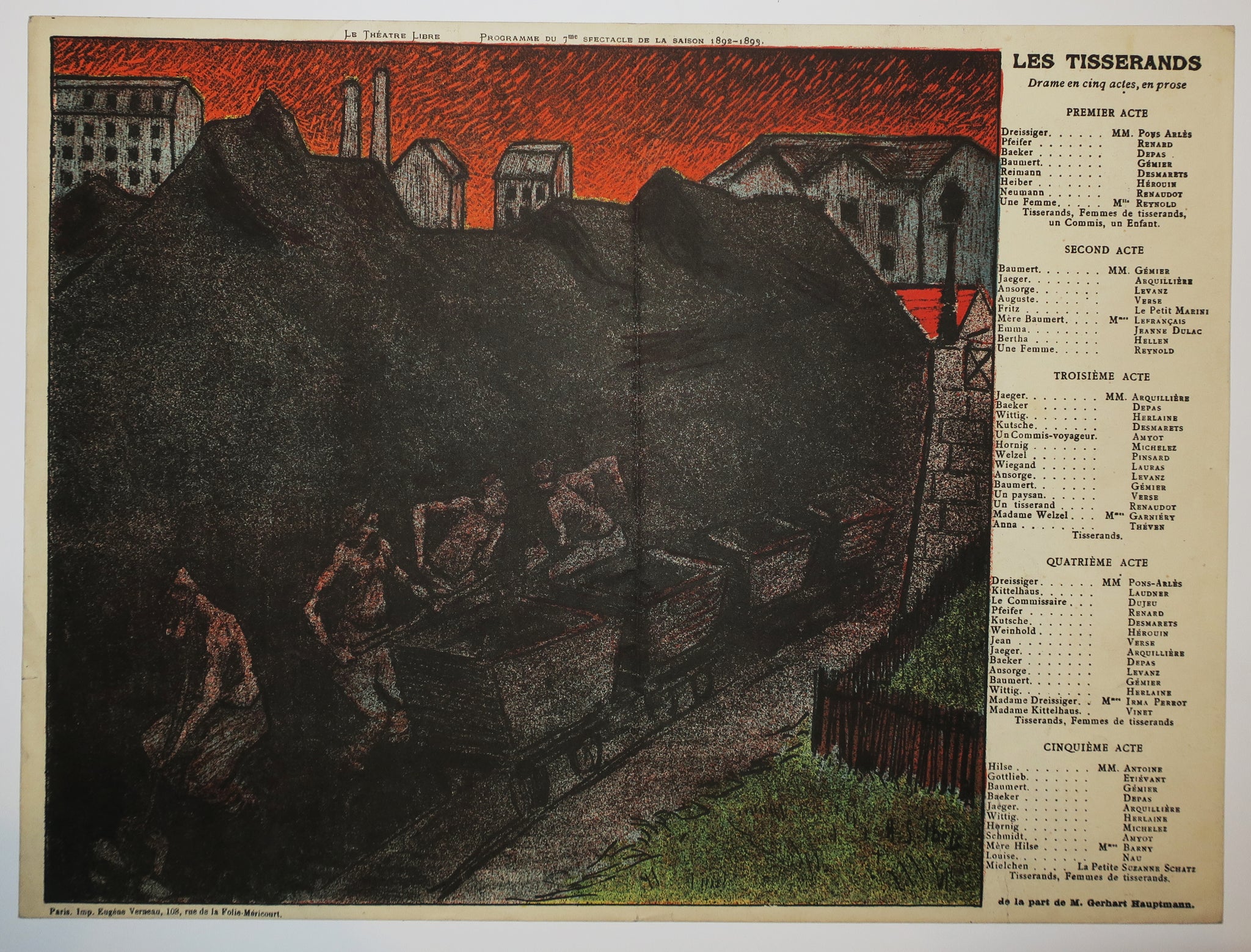 Le Théâtre Libre : programme du 7ème spectacle de la saison 1892-1893, Les Tisserands.
