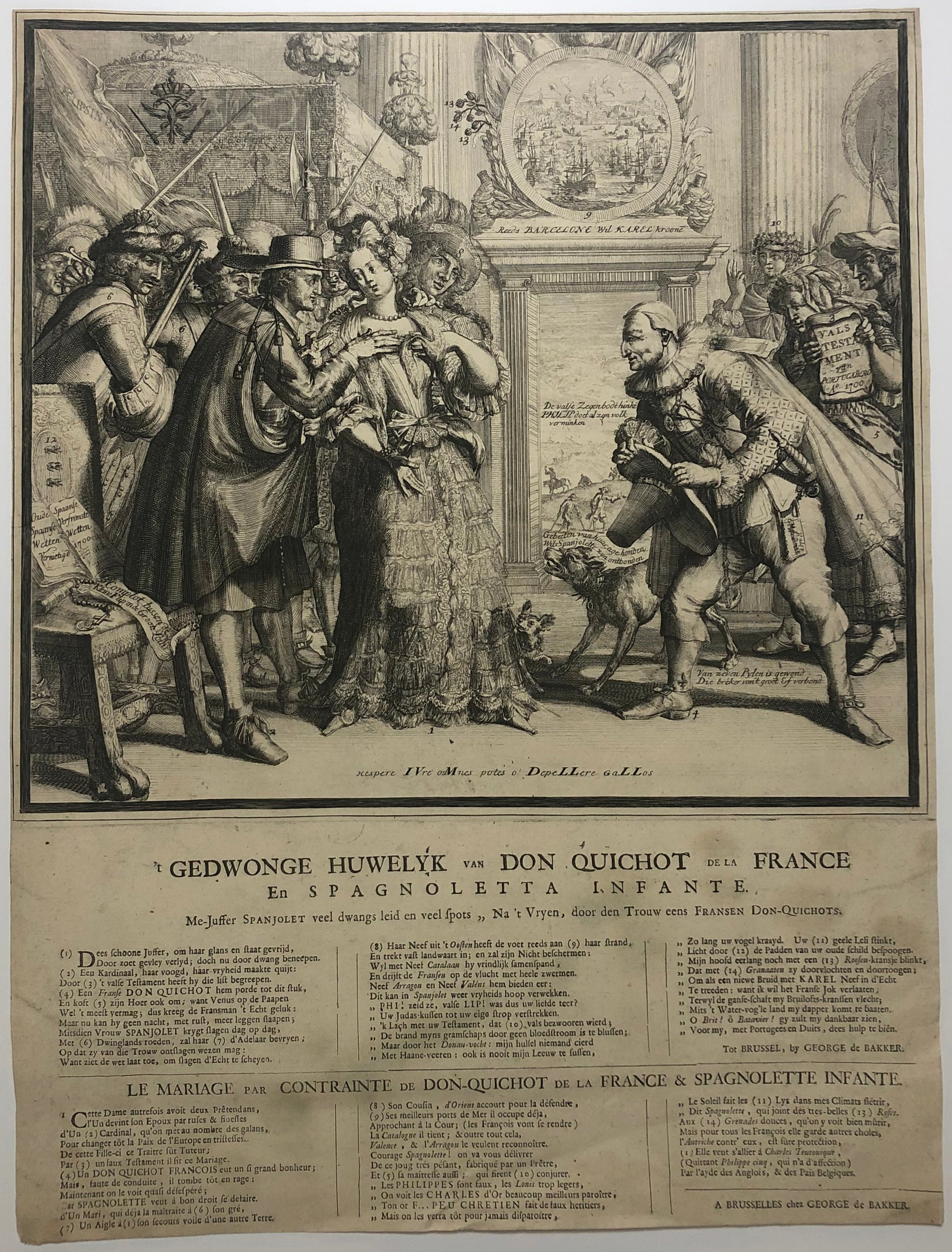 Le Mariage par contrainte de Don-Quichot de la France & Spagnolette Infante. Het gedwongen huwelijk van Don Quichot. 1706.